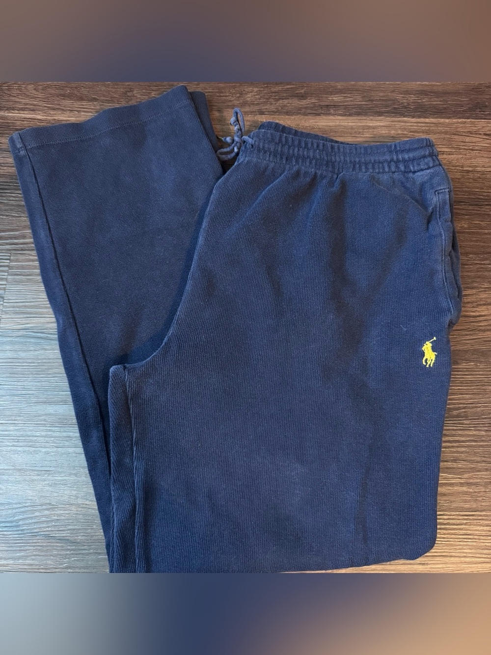 Vintage Polo Ralph Lauren Heavy Cotton Sweatpants Navy Blue Baggy Straight Leg L